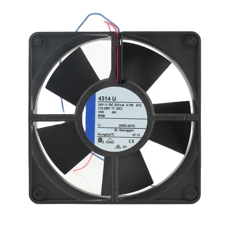 Original German DC 24V 5.7W 237mA 12V 48V 12cm 12032 120x120x32mm AC EC 2-wire IP68 Waterproof Axial Flow 4314U Cooling Fan